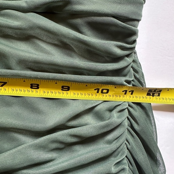 Azazie Sheath Bow Chiffon Dress | Sz A2 | Straight Neckline | ruched body - Picture 6 of 10